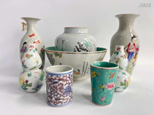 A group of porcelains, Qing Dynasty Pr.