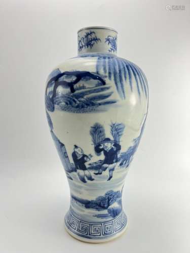 A blue&white Meping vase, Qing Dynasty Pr.