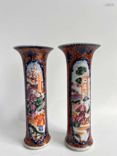 A pair of famille rose vase, Qing Dynasty Pr.