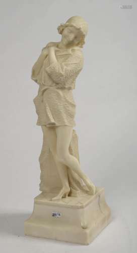 "Elégante" Art déco en albâtre sculpté. Anonyme. T...