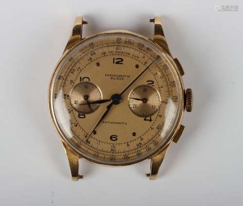 A Chronographe Suisse 18ct gold cased gentleman's chronograp...