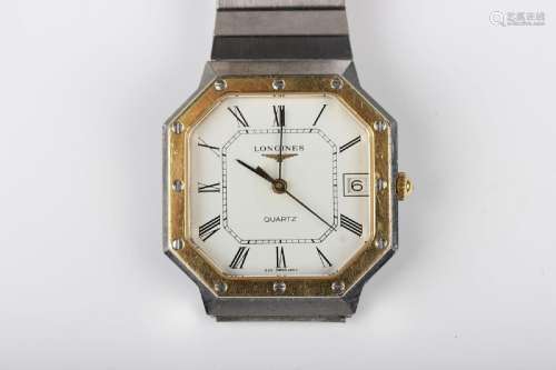 A Longines Quartz stainless steel and gilt metal octagonal c...