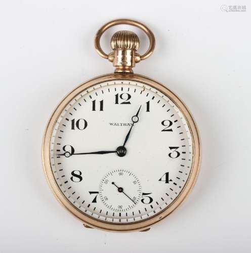 A Waltham 9ct gold cased keyless wind open-faced gentleman's...