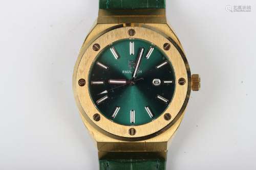 A Paul Rich gilt metal fronted and stainless steel backed ge...