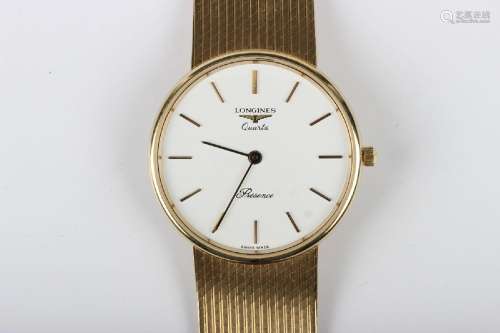 A Longines Quartz Presence 9ct gold gentleman's bracelet wri...