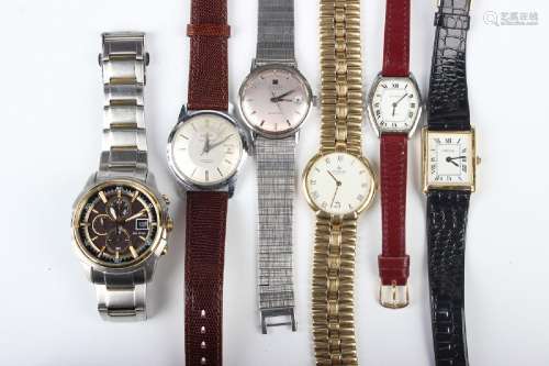 A group of six wristwatches, comprising an Enicar Ultrasonic...