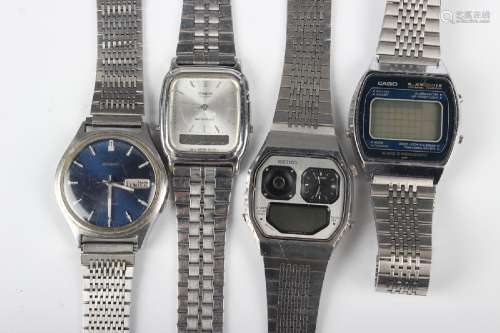 A group of four steel cased gentleman's wristwatches, includ...