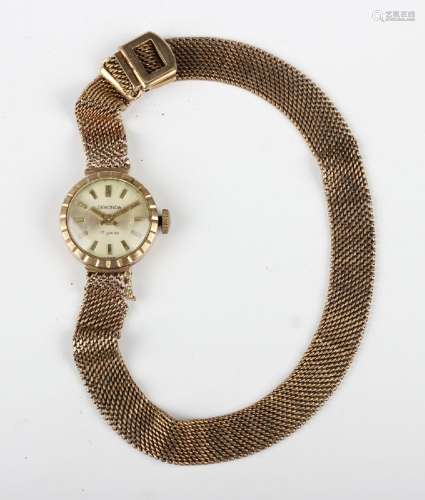A Sekonda 9ct gold cased lady's bracelet wristwatch with jew...