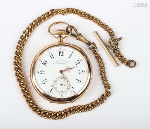 An American 18ct gold cased keyless wind open-faced gentlema...