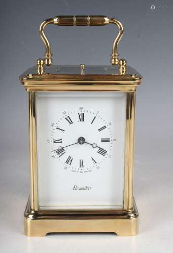 A mid to late 20th century gilt brass cased carriage clock w...