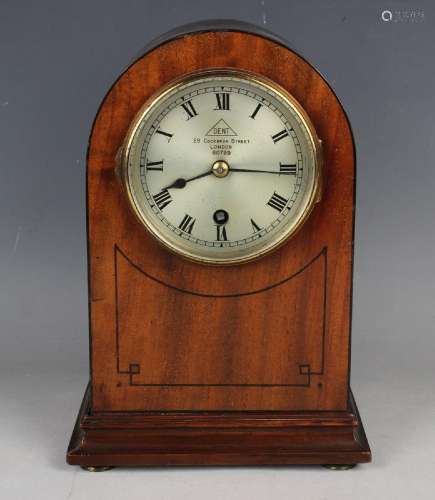 A late Victorian mahogany cased mantel timepiece, the moveme...