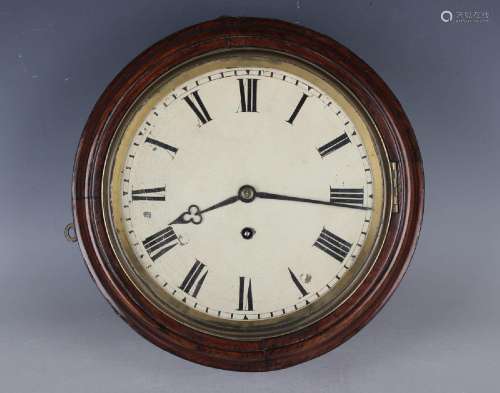 A Victorian rosewood circular cased wall timepiece with eigh...