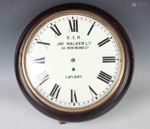 A late 20th century ebonized circular wall timepiece with ei...