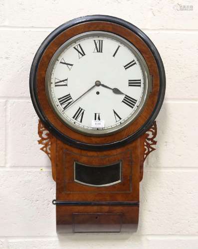 A late Victorian walnut and ebonized drop dial wall timepiec...
