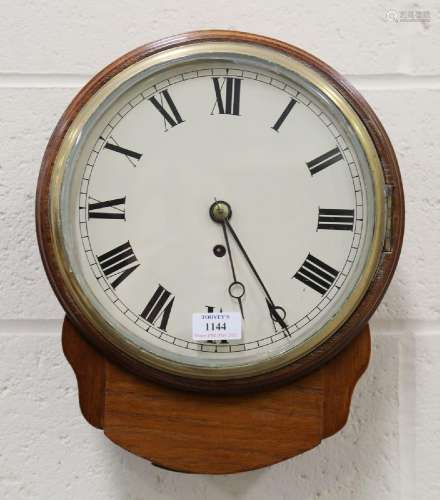 A late Victorian mahogany drop dial wall clock with eight da...