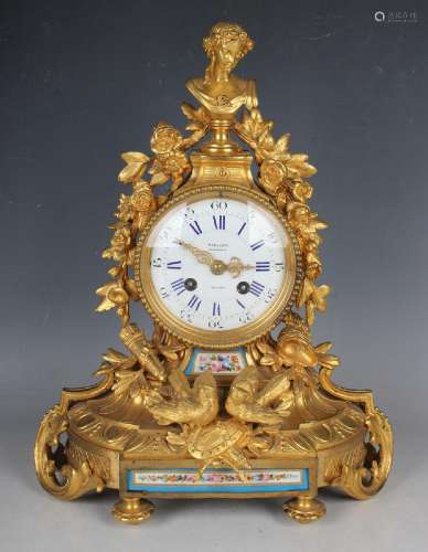 A late 19th century French ormolu and Sèvres style porcelain...