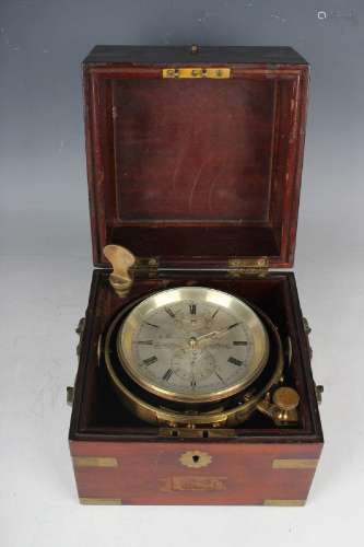 A mid-19th century marine chronometer, the two day chain fus...