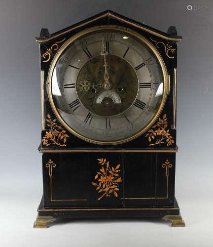 A George III and later ebonized bracket clock with eight day...