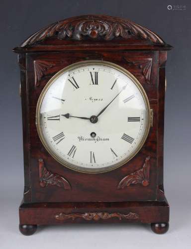 A Regency mahogany bracket timepiece with eight day single f...