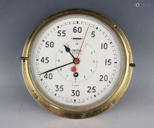 A 20th century lacquered brass Admiralty pattern ship's time...