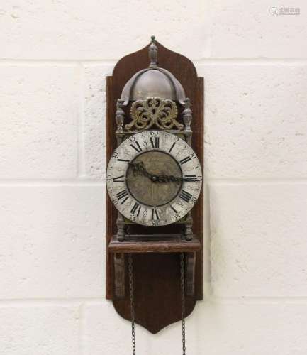 A 20th century brass lantern clock with Franz Hermle weight ...