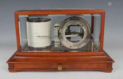 An early 20th century mahogany cased barograph and barometer...