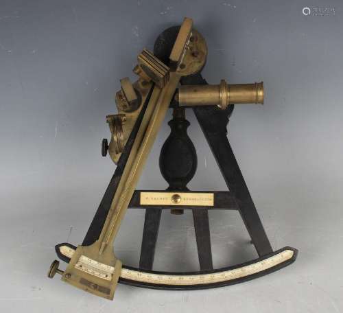 A 19th century German ebony and brass octant by W. Ihlder of...