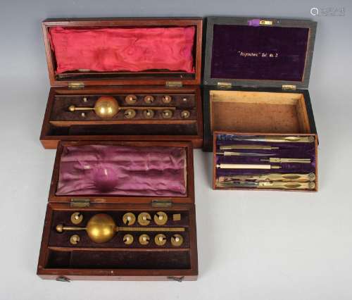 Two Victorian mahogany cased Sikes hydrometers, lengths 25cm...