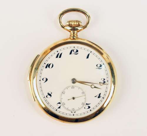 An 18ct gold cased keyless wind open-faced minute repeating ...
