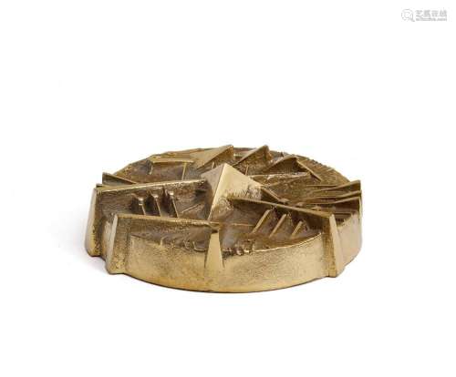 ARNALDO POMODORO 1926 Gold disc, paperweight