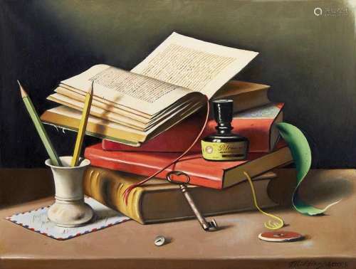 GREGORIO SCILTIAN 1900-1985 Still life with books