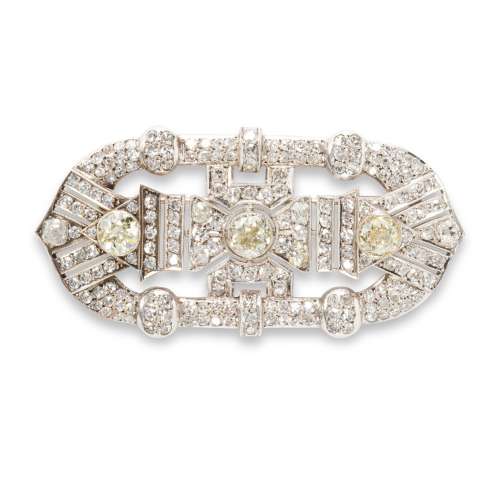 An Early Art Deco diamond and silver brooch