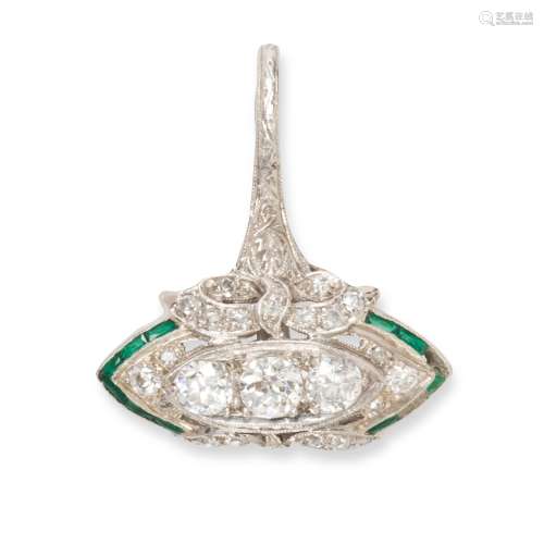 An Early Art Deco diamond and platinum pendant
