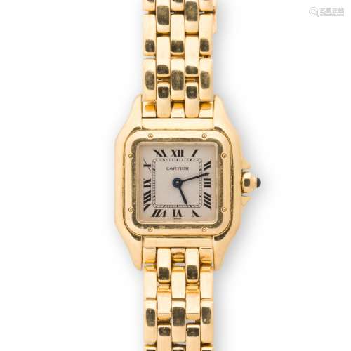 An eighteen karat gold wristwatch, Panthère, Cartier