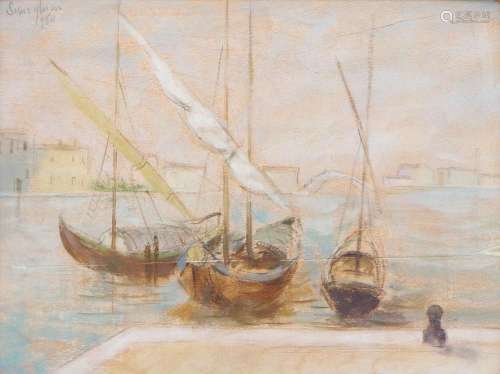 PIO SEMEGHINI 1878-1964 Boats in the dock