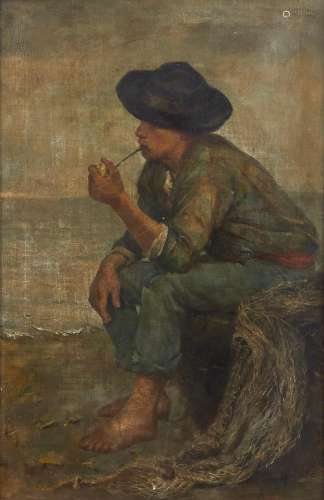 ITALICO BRASS 1870-1943 Seated man smoking