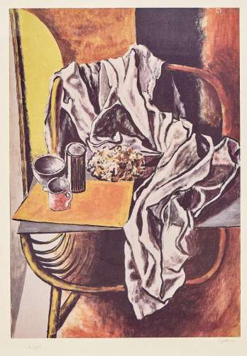 RENATO GUTTUSO 1911-1987 Still life with chair, drapes and c...