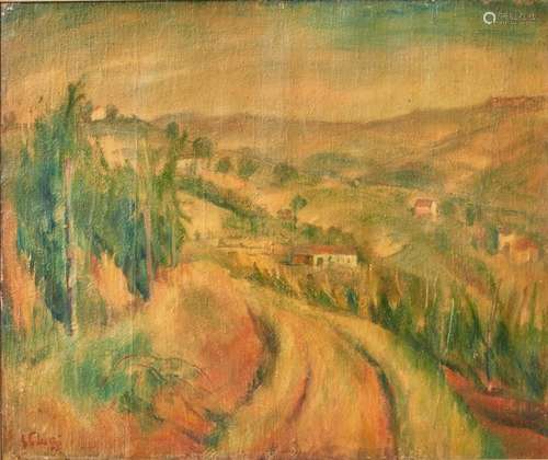 ESO PELUZZI 1894-1985 Alice Bel Colle (Landscape) 1945