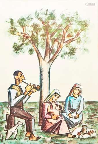 PIETRO MORANDO 1889-1980 Family under a tree 1967