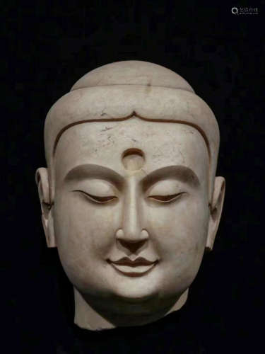 CHINESE HAN WHITE JADE BUDDHA HEAD, NORTHERN QI