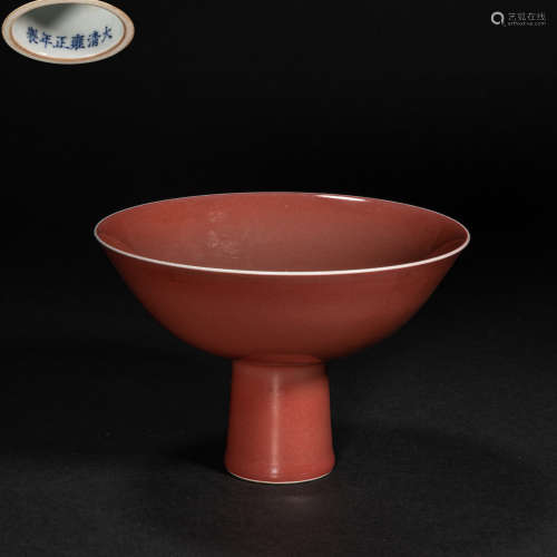 CHINESE RED GLAZED GOBLET, QING DYNASTY