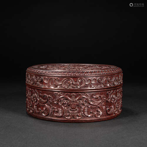 CHINESE ROSEWOOD ROUND BOX, QING DYNASTY