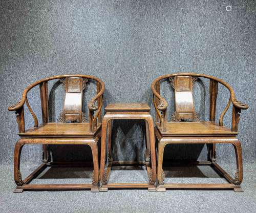 A SET OF CHINESE SHADOW WOODEN CIRCLE CHAIRS, MING DYNASTY