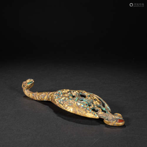 CHINESE COPPER GILDED WITH HOOK, HAN DYNASTY