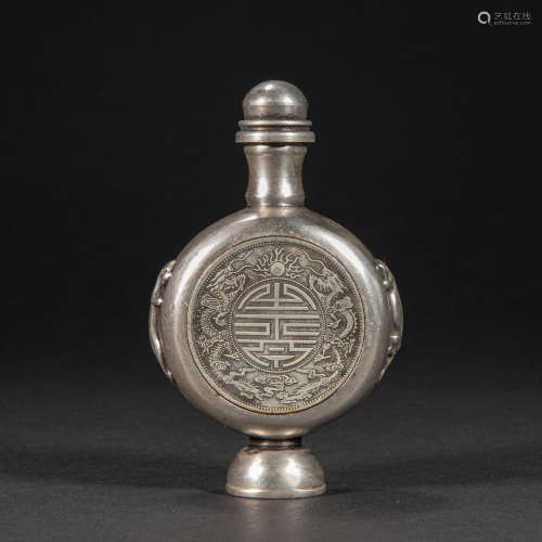CHINESE COPPER SNUFF BOTTLE, QING DYNASTY