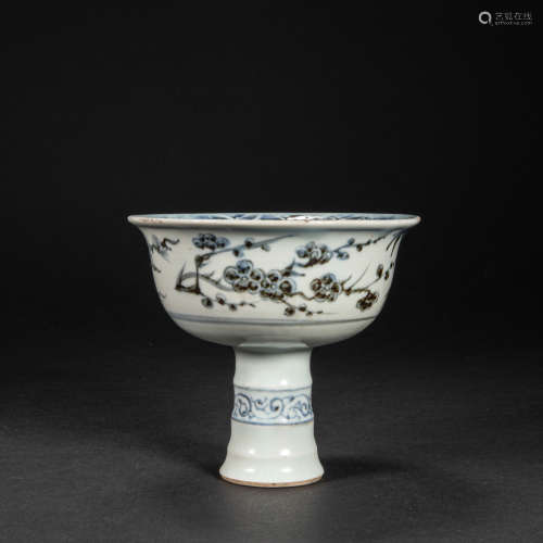 CHINESE BLUE AND WHITE GOBLET, YUAN DYNASTY