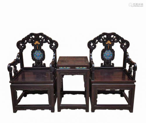 A SET OF CHINESE ROSEWOOD CHAIRS, QING DYNASTY