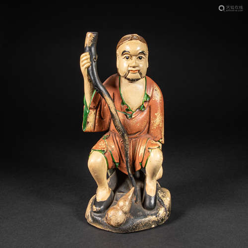 CHINESE NANMU PAINTED ARHAT, QING DYNASTY