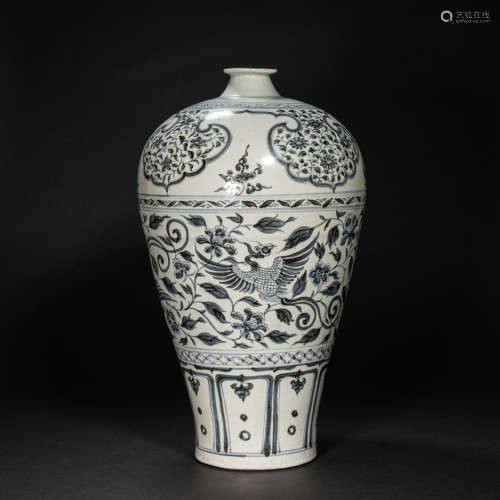 CHINESE BLUE AND WHITE PLUM VASE, YUAN DYNASTY