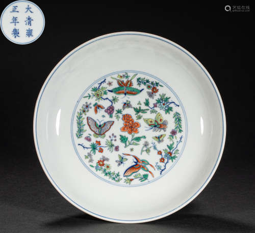 CHINESE DOUCAI PLATE, QING DYNASTY